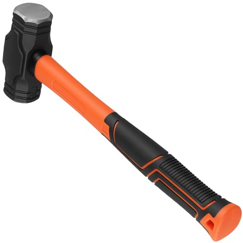 CHIHEUNG Fäustel 2000g mit Fiberglasstiel, Vorschlaghammer 2kg mit 32 cm langem rutschfestem Griff, Geschmiedeter Stahlkopf aus kohlenstoffreicher Stahl, 4 lb Klumpenhammer für Gartenarbeit, Camping
