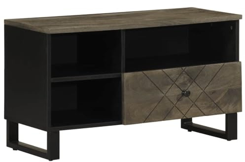 Tonture Mueble para TV (80 x 33 x 46 cm, mango de madera maciza con espacio de almacenamiento, canaleta para cables y cajones, para sala de estar, cine en casa, consola de videojuegos)