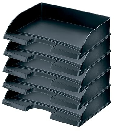 LLeitz Brevkorg liggande format A4, 5-pack, svart, Plus-serien, 52180095