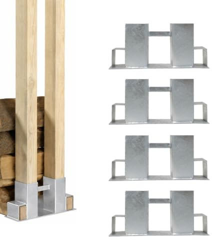 Holzstapelhilfe 4 Stück feuerverzinkt für Kanthölzer 7x7 cm / 4x6 cm | Stapelhilfe Holzstapelhalter Brennholz Kaminholz Gestell Holz