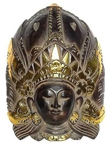 Wogeka - 30 cm Dewi Buddha Wand Maske - Handarbeit aus Holz geschnitzt Feng Shui Budda Deko Maske40