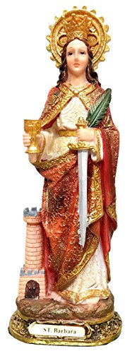 St. Barbara Statue Saint Barbara Estatua Heiligen Figur Skulptur 5 Inch Red, White, Gold