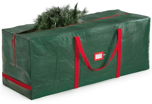 Jumbo Christmas Tree Storage Bag - Fits 7.5FT. Tall Christmas Trees- Durable Reinforced Carry Handles, Dual Zippered Storage Containers - Waterproof Xmas Tree Bag Protects from Dust, Moisture & Insect