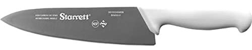 Starrett Professional Chefs Knife - BKW301-8 Wide Triangular 8 (200mm) Ultra Sharp Kitchen Knife With Long Lasting Blade - White Handle Stainless Steel Chopping Cooking Knife (DV8620)