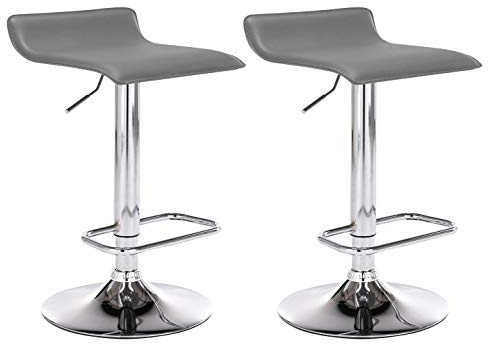 CLP 2er Set Barhocker Dyn Mit Kunstlederbezug I 2 x Höhenverstellbarer Und Drehbarer Tresenhocker Mit Fußstütze, Farbe:grau