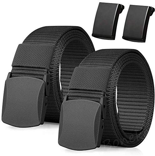 Boneke Nylon Gürtel, 2er Pack Männer Arbeitsgürtel, Verstellbarer Outdoor Stoff Gürtel Schnell durch die Flughafen sicherheit, Metalls Schnall+Kunststoff Schnall