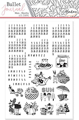 Tampons Stampo Bullet Journal - Mois universels - 25 pcs
