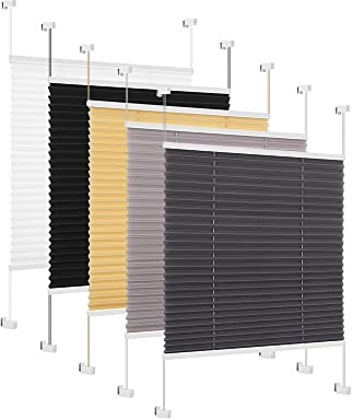 Eurohome Plissee Grau 50x130cm klemmfix ohne Bohren Easyfix für Fenster und Türen