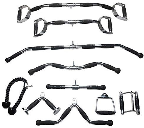 LHXFAN Griffe für Seilzüge, Kabelzüge,Rudergriff,SZ Stange, Latzugstange, Bizeps Trizeps Seil & Stange, Griff Set für Bodybuilding Krafttraining Fitness Training Gym Sport - Gerade Stange 50cm