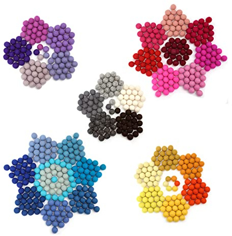 Glaciart One Felt Balls, Felt Pom Poms, (800 Pieces) 2 Centimeters - 0.8 Inch Handmade Felted 40 Color (Red, Pink, Blue, Orange, Yellow, Gray, Pastel and More), Bulk Small Puff for Felting and Garland