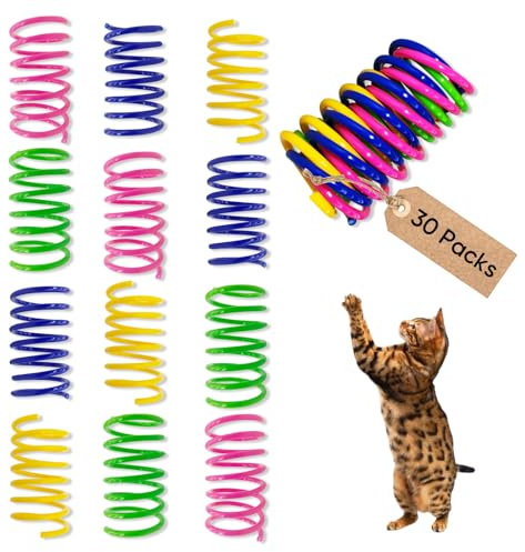 AGYM Kattvårleksaker – 60 eller 30 paket för inomhuskatter, färgglada och hållbara plastspolar för att smälla in, bita, jakt – interaktiva leksaker för katter och kattungar