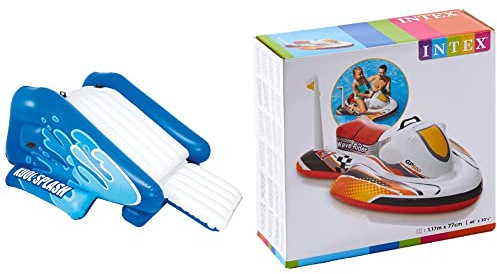 Intex 58849 - Aufblasbare Wasserrutsche, 135 x 81 x 50 Zoll & 57520NP - Wave Rider Ride-On, 117 x 77 cm