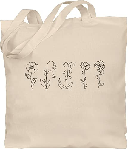 Shirtracer - Baumwolltasche - & Pflanzen - Blumen Lineart schwarz