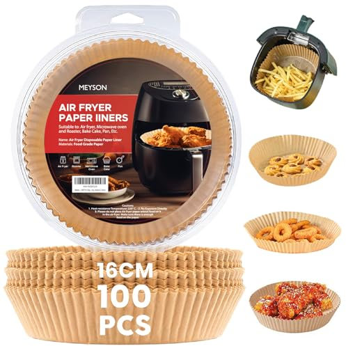 100 Pcs Papel Redondo Para Freidora De Aire 16 Cm Compatible Con Cosori y Cecotec de 3 a 6L, Moldes Para Air Fryer Y Para Horno, Accesorios Para Freidoras, Molde Para Freidora De Aire Hasta 6 Litros