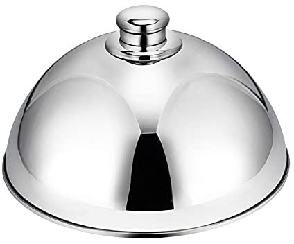 BAtlam Food Cover Dome Plate Restaurant Stainless Steel Serving Dish Bell Jar, Cheese Melting Dome Food Cover (Color : A, Size : 25.5X15CM) (A 32X18CM)