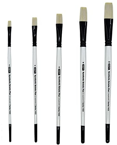ZEM Künstlerpinsel-Set, weiße Schweineborsten, 5 Stück, Acryl und Öl