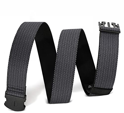 WHIPPY Elastischer Gürtel Herren Verstellbarer Outdoor Stretchgürtel Unisex Arbeitsgürtel für Damen Herren Stoffgürtel mit Kunststoffschnalle,Schwarzgrau 110cm