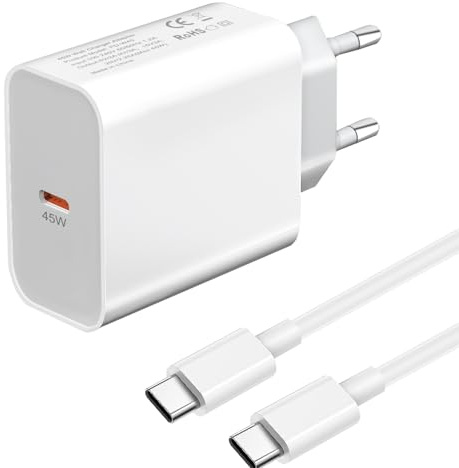 45W Super Rápido Cargador USB C y Cable para Samsung S25 Ultra/S24 Plus/S23/S22 Ultra/S21 S20 FE,A56 A55 A54 A34 A53 A33 A23 5G Galaxy Note 20,Z Fold 4 5 6 7,Carga Cabezal Enchufe Adaptador Corrient