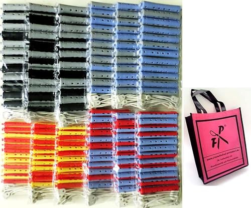 Dauerwellwickler Kaltwellwickler - Sparpack - 144 Stck. - Set nach Wahl (schwarz/grau, blau/rot, blau/grau, rot-gelb) incl. FP Mini-Shopper