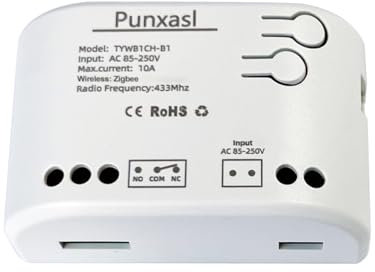 Punxasl Smart Relais Schaltmodul, Zigbee 1CH Wireless Remote Smart Garagentoröffner AC 220 V/USB 5 V Smart Life Fernbedienung Trockenkontakt Momentry Switch