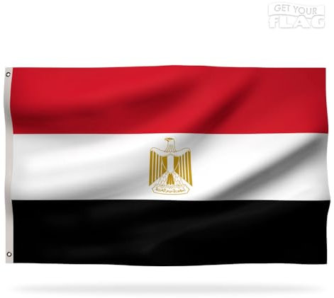 Drapeau Égyptien Premium 90x60cm - Drapeau de l'Égypte Résistant et de Haute Qualité avec 2 œillets métalliques - Soyez fier de vos couleurs !