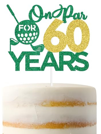 On Par 60 Years Cake Topper, Hello 60/Cheers to 60 Years, Happy 60th Birthday Party Decorations Supplies