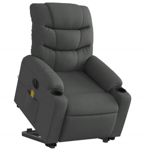 vidaXL Elektrischer Massagesessel mit Aufstehhilfe Dunkelgrau Stoff