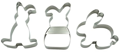 BekkiB 3er-Set Ausstechformen Hasen - Ausstecher für Ostern - Osterhasen-Ausstecher aus Edelstahl sind spülmaschinengeeignet - 8814643