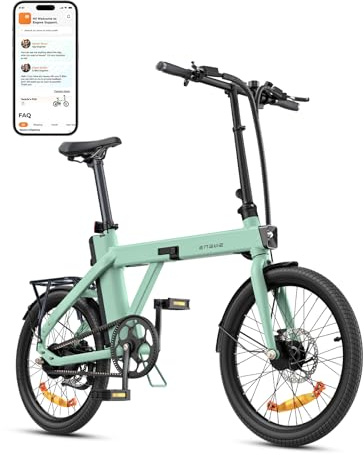 ENGWE P20 Bicicletta Elettrica Pieghevole | Batteria Rimovibile | 36V 9.6Ah per 100km | Motore 250W | Sensore di Coppia | Freno a Olio | E-bike da 18.5kg | Commuter Urbano Viaggio (Verde)