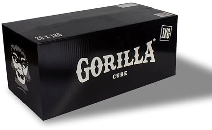 Gorilla Cube - 20 kg Premium Shisha Kohle | Nachhaltige Kokosnuss-Bio-Naturkohle mit Langer Brenndauer | Hochwertige Kokosnusskohle für Wasserpfeife & Grill | 26x26x26 mm Shisha Kohle (20 KG, 26 MM)