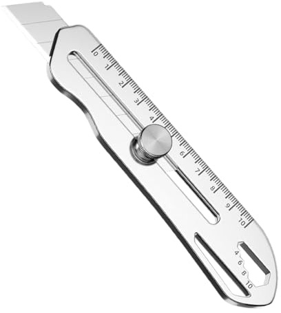 Cortador de cartón, cuchillo multiusos, cuchillo de papel, cuchillo 6 en 1 retráctil, cuchillo multiusos de 18 mm de ancho, cortador de cartón resistente, cuchillo multiusos para uso doméstico y