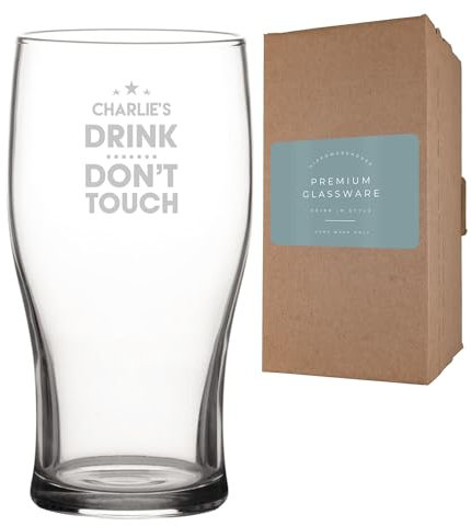 Hippowarehouse Personalised Name Drink Don't Touch Engraved Pint Glass Beer Dad Mum Sister Brother Gift Birthday Present Fathers Day