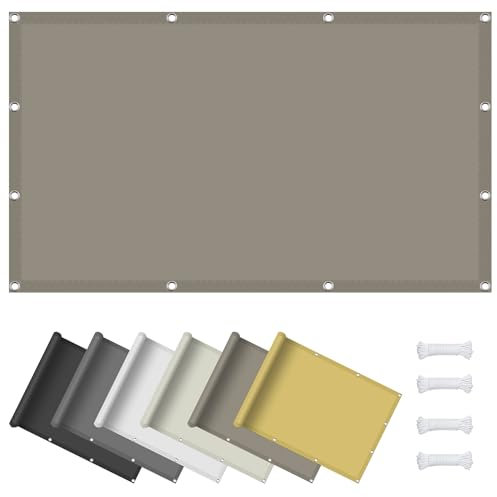 Tenda Parasole Vela Ombreggiante 120 x 680 cm Vela Ombreggiante Parasole, Impermeabile Rettangolare con Occhielli, Protezione Raggi UV 98%, per Giardino Balcone Terrazza, Tortora