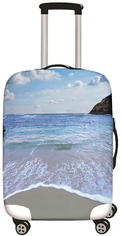 Hixingo Elastisch Kofferhülle Kofferschutzhülle, Koffer Schutzhülle Staubdichte Reisekoffer Hülle Trolley Case Ozean Wellen Druck Schutzhülle Reisegepäckabdeckung (Silber,S (18-20 Zoll))