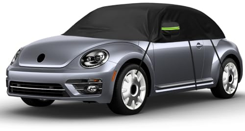 Autoabdeckung Ersatz für VW Beetle 1998-2019, Schwarz Halbgarage | Hälfte Autoabdeckung UV Beständige Halbe Auto Abdeckplane Staubdicht Schneefest Sonnenfest Outdoor Indoor