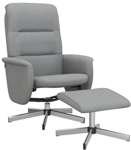 HETFTJN Ohrensessel Vintage Chaiselongue Modern Family Stillsessel - Relaxsessel mit Fußhocker Hellgrau Stoff für Wohnzimmer Schlafzimmer Studierzimmer Büro