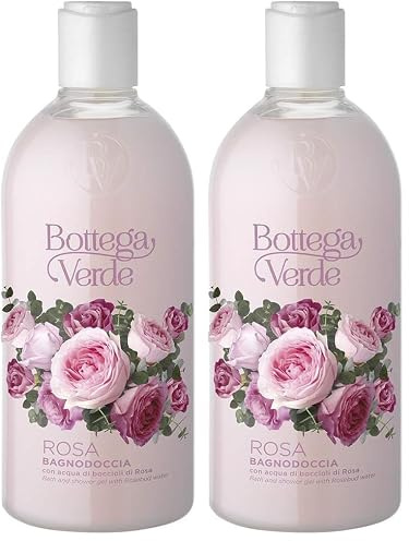 Bottega Verde, Rosa - Bagnodoccia con acqua di boccioli di Rosa (400 ml) (Confezione da 2)