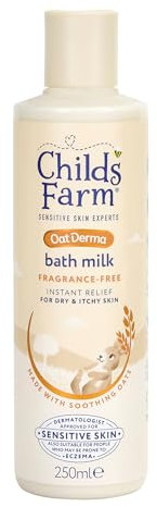Childs Farm OatDerma Bath Milk, Fragrance Free, Soothing Hydration for Sensitive Skin, Emollient, Baby, Kids, 250ml