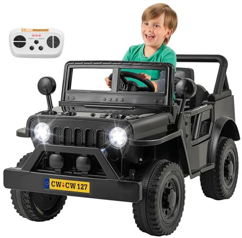COSTWAY Coche Eléctrico para Niños y Niñas, Vehículo con Batería, Control Remoto, 3 Velocidades, Luces LED, Música, Bocina y Cuento, Mango, Carro Eléctrico para Niños de 3+ Años
