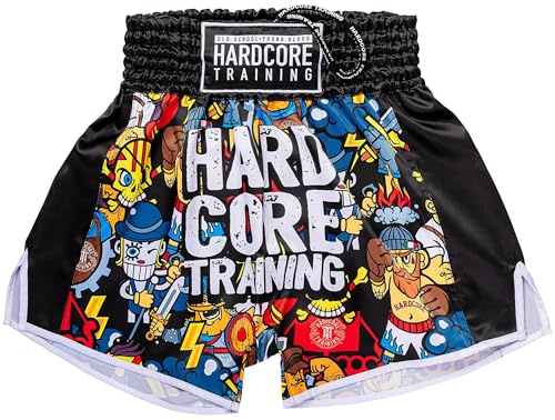 Hardcore Träning Muay Thai Shorts Japansk Cortoon Design Kickboxning MMA Kamp Sport Sparring Trunks Cage Fight (DE/NL/SE/PL, Alfa, 3XL, Regelbunden, Regelbunden, GUL)