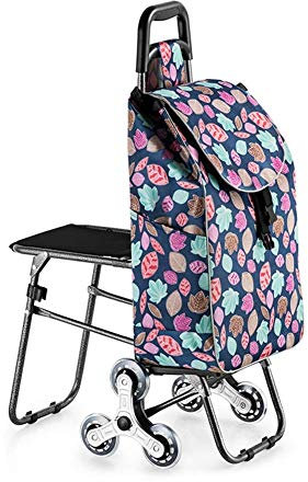 Carro de Compras portátil con Asiento para Descanso, Carro para Subir escaleras, Carro, liviano y portátil