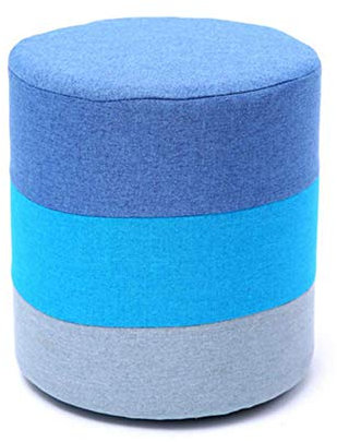 Fußhocker aus Massivholz, mit Stoffsitz, kleine Bank für Schuhe, Ulme, Sofa, Hocker, Regenbogenfarben (Braun-Blau)