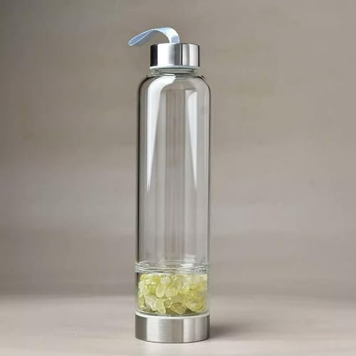 Pietre frantumate di Quarzo citrino Naturale Elixir Bottiglia d'Acqua in Vetro Cristallo
