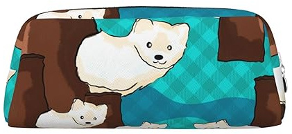 Grazioso astuccio con stampa di un piccolo procione, astuccio con cerniera, astuccio portatile per cancelleria - ufficio e viaggio, Argento, Taglia unica, Art Deco