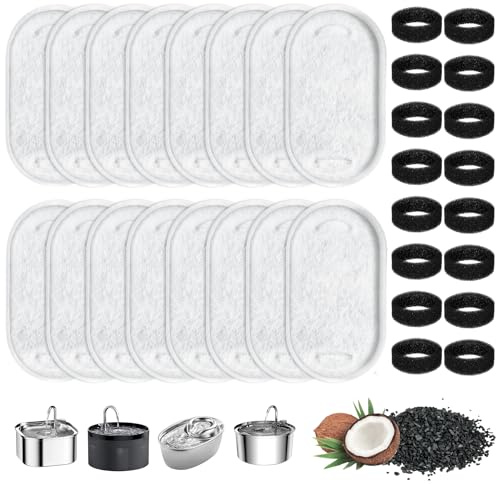 32 st kattvattenfontänfilter, set med kattfontäner inkl. 16 st aktivt kolfilter och 16 st skumfilter, byte av vattenfontäner för 3,2 l/2 l dricksfontäner för katter