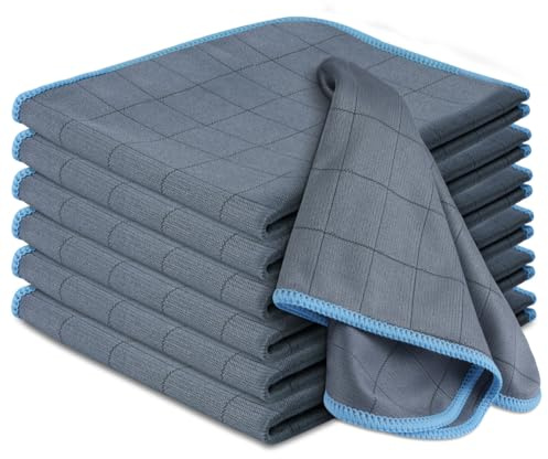 6X Fensterputztücher Carbon Tücher, Fenstertuch, Reinigungstuch für Kristallklare & Streifenfreie Scheiben, Microfaser Putztuch, Mikrofasertücher Auto, Microfasertuch Fenster(Himmelblau , 30x40cm)