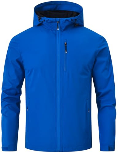 Huayuzh Regenjacke Herren Wasserdicht Leichte Regenmantel Camping Wandern Atmungsaktiv Packbare Softshelljacke mit Kapuze