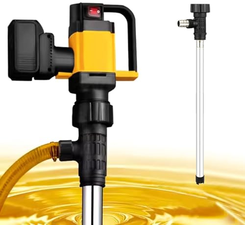 richigblosmum Industrial Cordless Oil Pump - 1000W Brushless Motor, 12000RPM, 3-Speed Modes, Drum Pump for Fuel/Diesel/Water Transfer, Includes Hose & Rechargeable Battery,AL