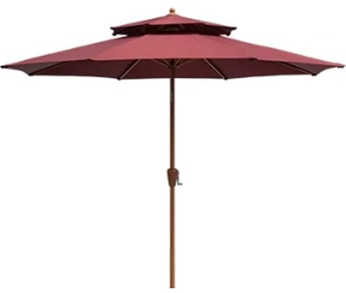 RTVGNSZSJL 270cm Sombrilla De Patio Sombrilla con Doble Techo, Sombrilla De Exterior Protección UV, Sombrilla De Playa para Jardín, Balcón, Piscina(Burgundy)