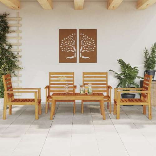 BOWEKAM Möbel, Outdoor-Möbel, Gartenmöbel-Sets, 5-teiliges Garten-Lounge-Set, Massivholz, Akazie